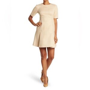 NWOT Calvin Klein Beige Suede Scuba Fit & Flare Dress